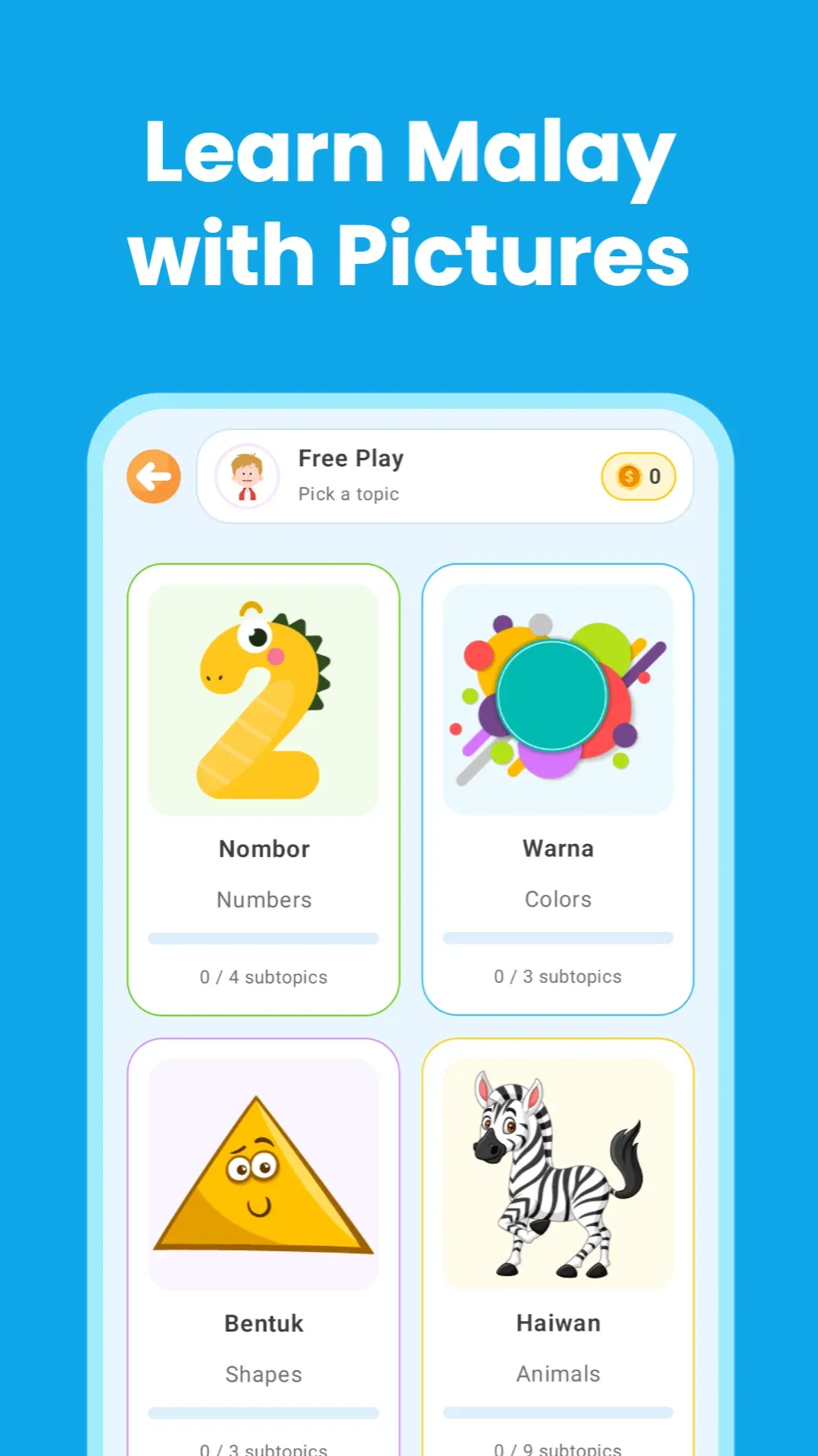 Learn Malay For Beginners main screen