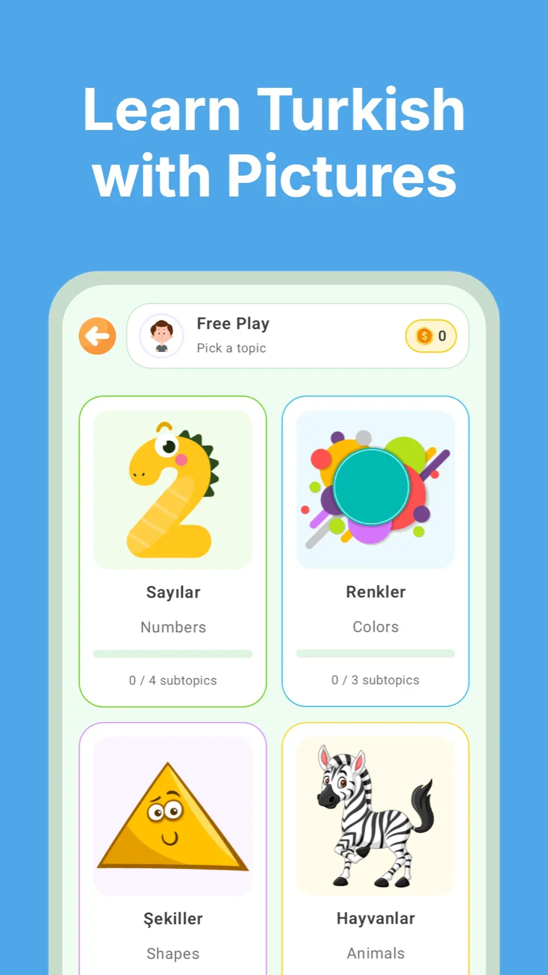 Learn Turkish For Beginners main screen